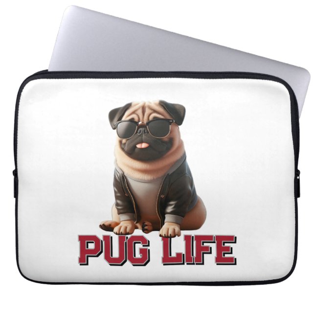 Pug Life Schattigee Pug Dog Laptop Sleeve (Voorkant)