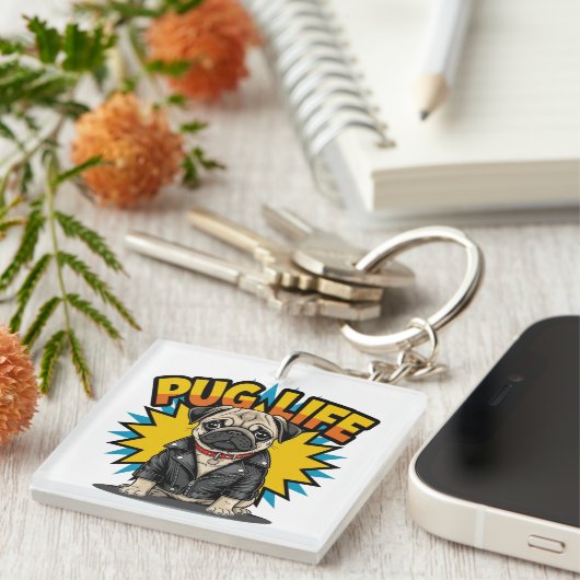 Pug Life Sleutelhanger (Voorkant Rechts)
