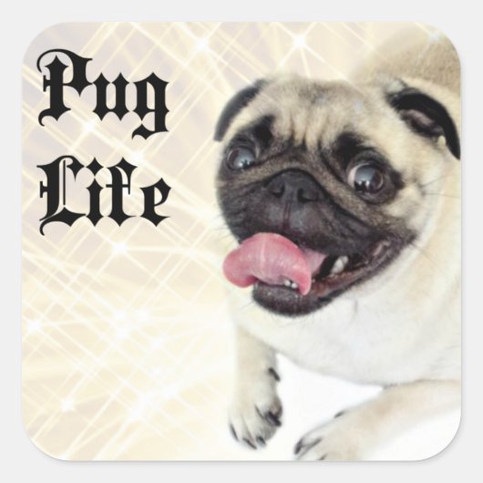 Pug Life Vierkante Sticker (Voorkant)