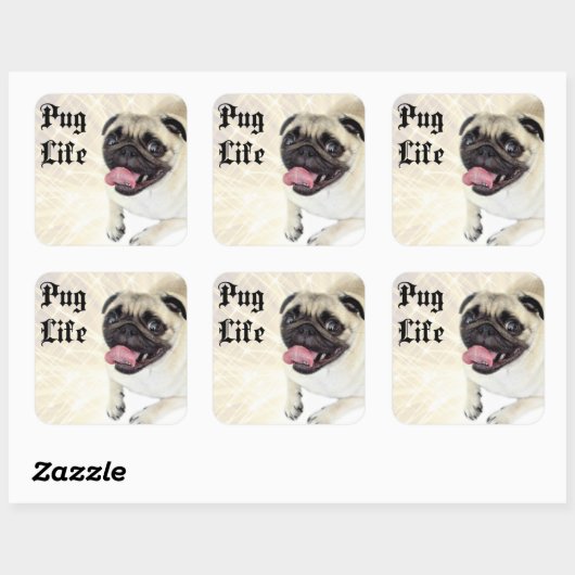 Pug Life Vierkante Sticker (Vel)