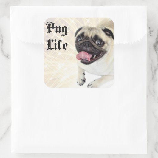 Pug Life Vierkante Sticker (Tas)