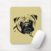 Pug Lijn Portret Muismat (Met muis)