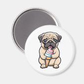 Pug likken ijs magneet (Voorkant / Achterkant)