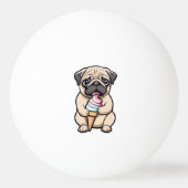 Pug likken ijs pingpongbal (Voorkant)