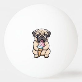 Pug likken ijs pingpongbal
