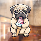 Pug likken ijs raamsticker (Vel 2)