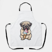 Pug likken ijs schort (Voorkant)