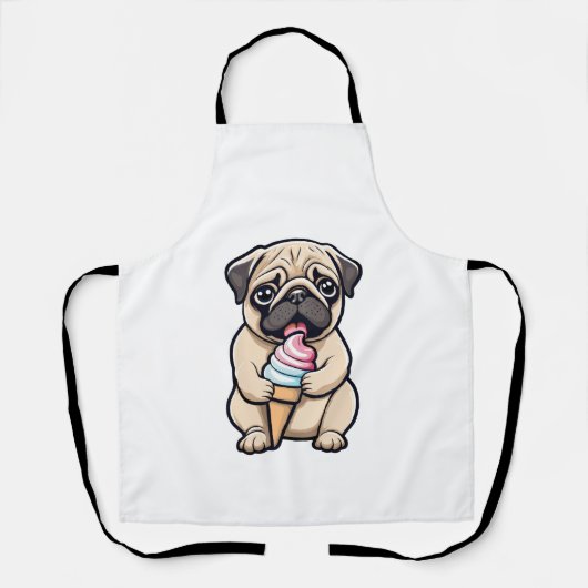 Pug likken ijs schort (Voorkant)