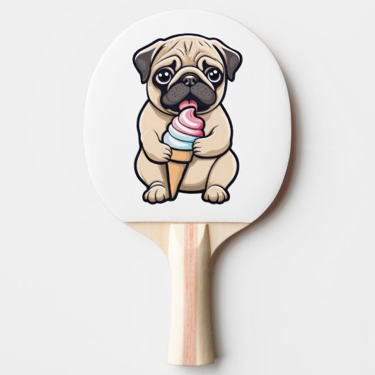 Pug likken ijs tafeltennisbatje (Voorkant)