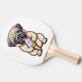 Pug likken ijs tafeltennisbatje (Zijkant)