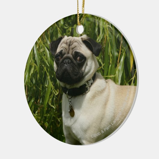 Pug Looking in camera Keramisch Ornament (Links)