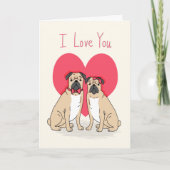 Pug Love Card - pugs valentijn card, schattige pug Feestdagen Kaart (Voorkant)