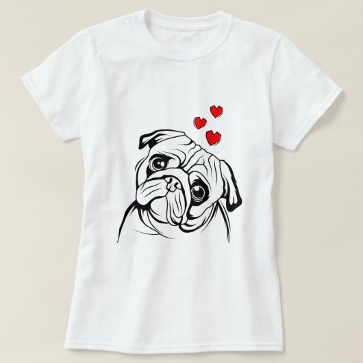 Pug Love Cute Hondenliefhebber Owner Funny Womens T-shirt (Design voorkant)