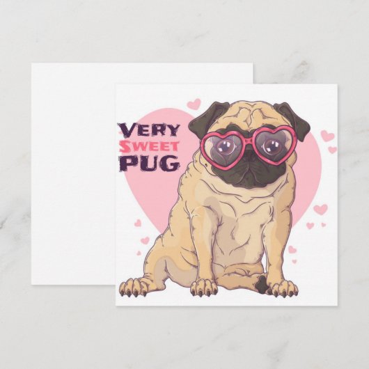 Pug Love Feestdagenkaart (Voorkant / Achterkant)