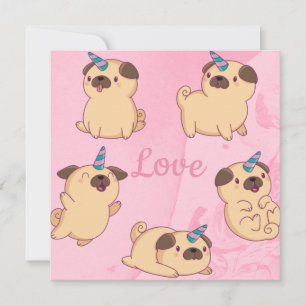 Pug Love Feestdagenkaart