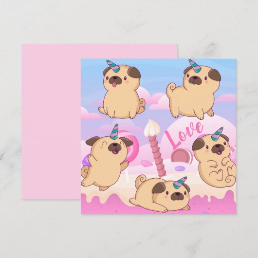 Pug Love Feestdagenkaart (Voorkant / Achterkant)