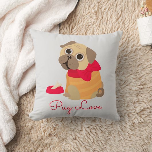 Pug Love leuke hond Kussen (Deken)