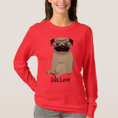 Pug Love long hoeve t-shirt (Voorkant)