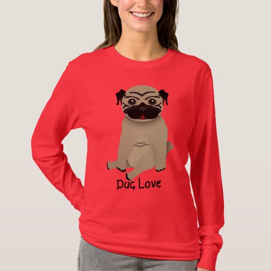 Pug Love long hoeve t-shirt (Voorkant)