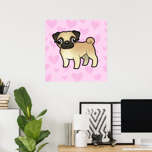 Pug Love Poster (Thuiskantoor)