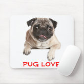 Pug Love Puppy Dog Sticking Out Tongue Mousepad Muismat (Met muis)