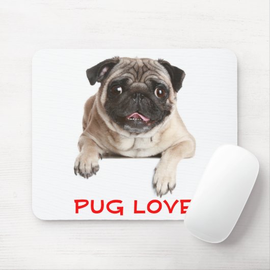 Pug Love Puppy Dog Sticking Out Tongue Mousepad Muismat (Met muis)