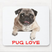 Pug Love Puppy Dog Sticking Out Tongue Mousepad Muismat (Voorkant)