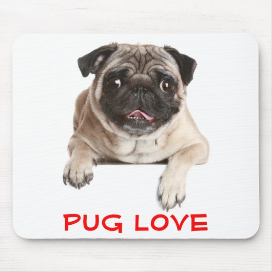 Pug Love Puppy Dog Sticking Out Tongue Mousepad Muismat (Voorkant)