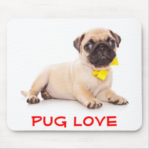 Pug Love Puppy Hond Met Gele Strik Muismat