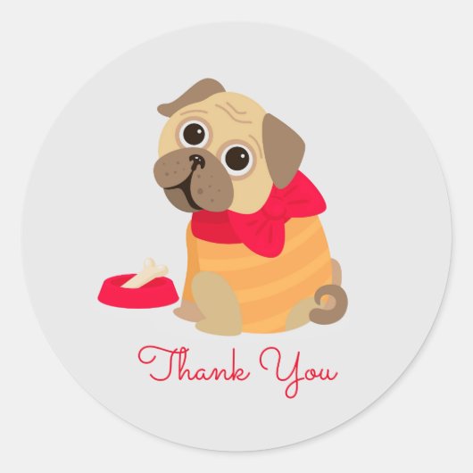Pug Love schattig bedankt Ronde Sticker (Voorkant)