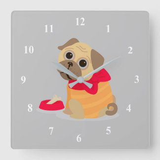 Pug Love schattig pug puppy dog Vierkante Klok