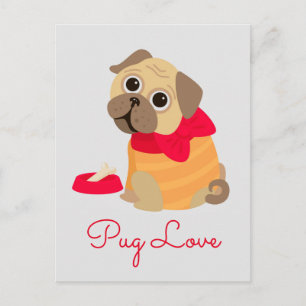Pug Love schattig puppy dog Briefkaart