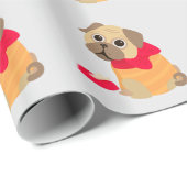 Pug Love schattig puppy dog Cadeaupapier (Rol Hoek)