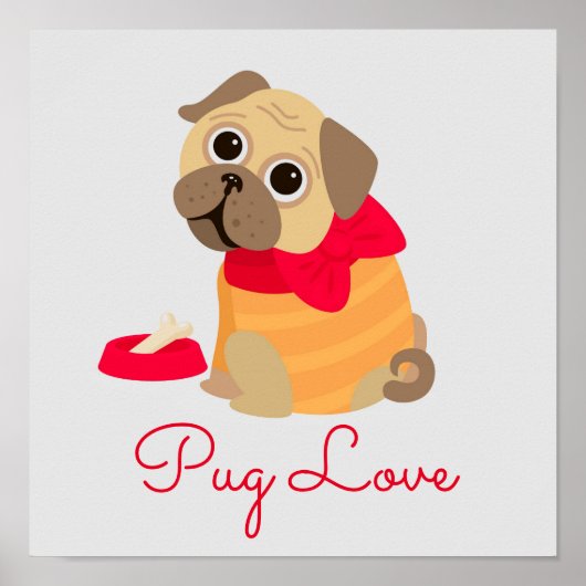 Pug Love schattig puppy dog Poster (Voorkant)