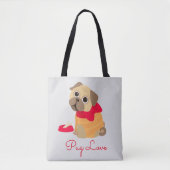 Pug Love schattig puppy dog Tote Bag (Voorkant)