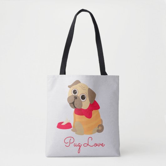 Pug Love schattig puppy dog Tote Bag (Voorkant)
