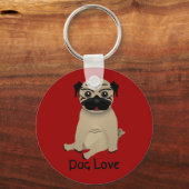 Pug Love sleutelhanger (Voorkant)