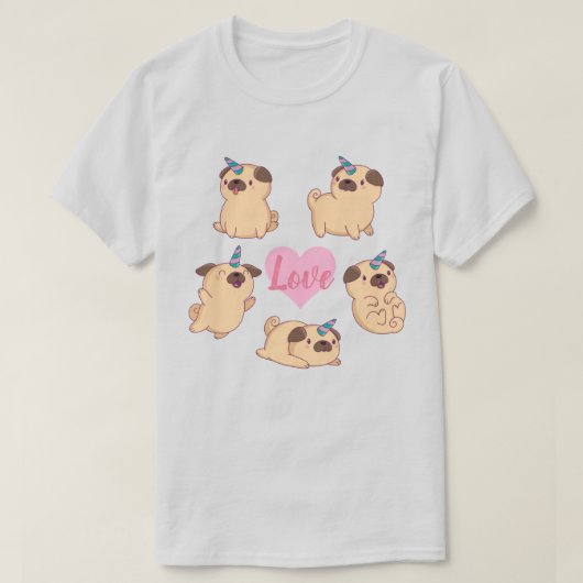Pug Love T-shirt (Design voorkant)
