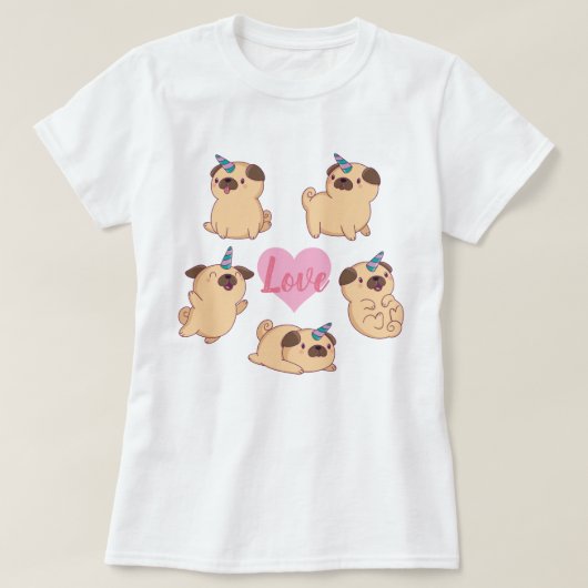 Pug Love T-shirt (Design voorkant)