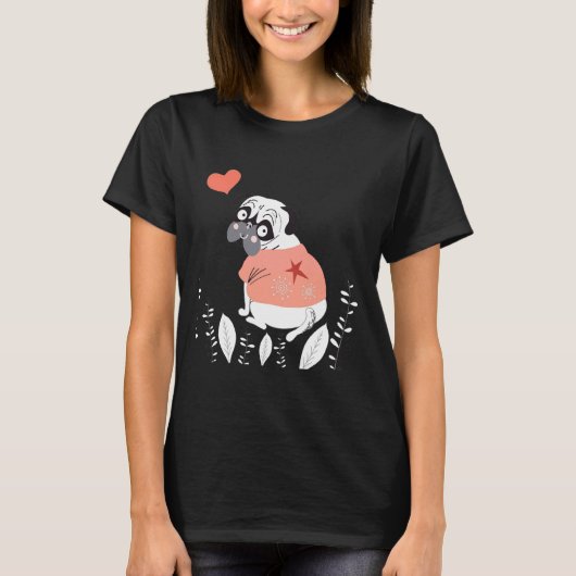 Pug love tshirt Klassiek T-shirt 193 (Voorkant)