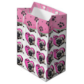 Pug Love Valentijnsdag Medium Cadeauzakje (Voorkant Gekanteld)