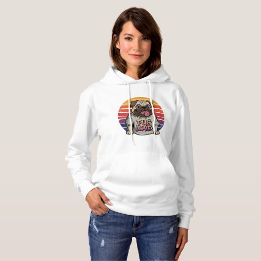 Pug Love Vibes Hoodie (Voorkant volledig)