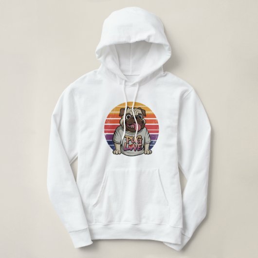 Pug Love Vibes Hoodie (Design voorkant)