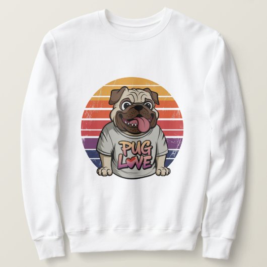 Pug Love Vibes Trui (Design voorkant)