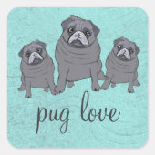 Pug Love Vierkante Sticker (Voorkant)
