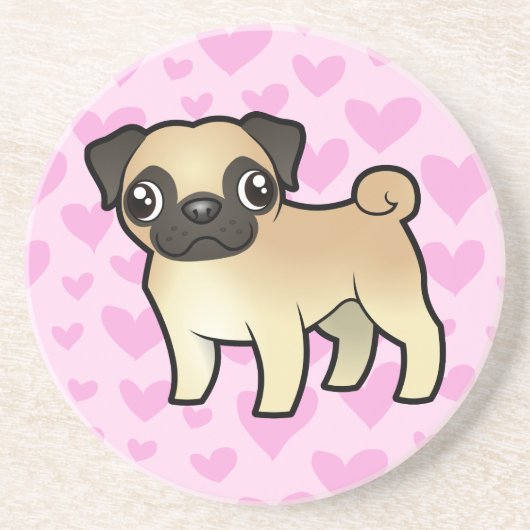 Pug Love Zandsteen Onderzetter (Voorkant)