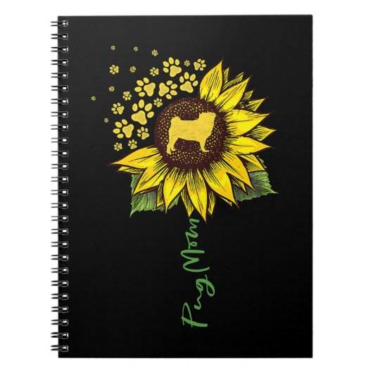 Pug Lover Dog mama Sunflower Pug Lover Dog mama Notitieboek (Voorkant)