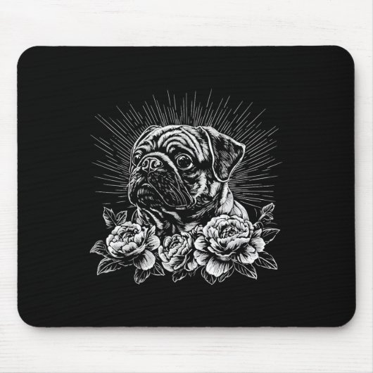 Pug Lover Dog Retro Style Tattoo _1 Muismat (Voorkant)