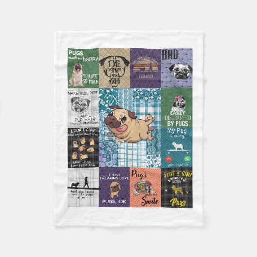 Pug Lover Gift, Idee Pug Owner Deken (Voorkant)