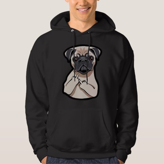 Pug Lover Middenvinger Grappige Graphic T-shirt Cl (Voorkant)